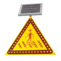 济南市注意行人警告标志 太阳能警示牌 三角形交通标识牌