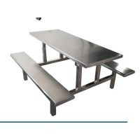 八人位连体学校餐桌 环保不锈钢加工制造 耐用可靠有保障
