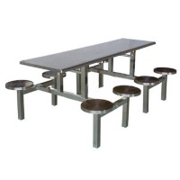 员工不锈钢餐桌 圆凳设计占地空间少 让食堂看起来更加的整齐
