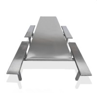 学校不锈钢食堂餐桌椅 八人位长条形设计 耐用简约